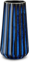 vancasso Ceramic Vase, 7.8 Inch Modern Ribbed Glossy Decorative Vase, Flower vase for Home Decor, Living Room, Bedroom, Office Decor, Blue