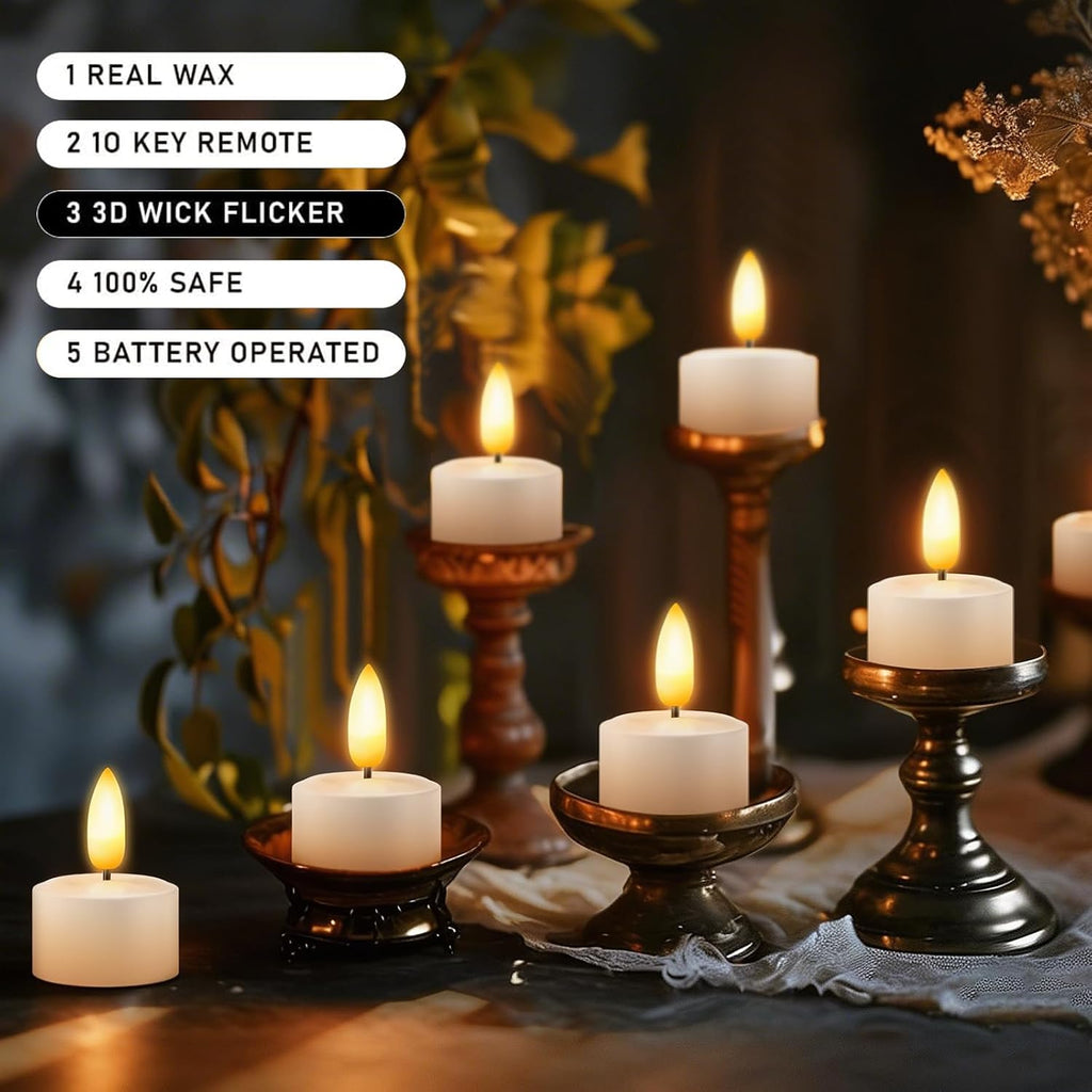 KSWING Flameless Tea Lights Candles with Remote Timer & Charging Station Base, 6PCS USB Rechargeable Battery Operated LED Tealight Candle Flickering Realistic for Home Christmas Wedding Decor,White