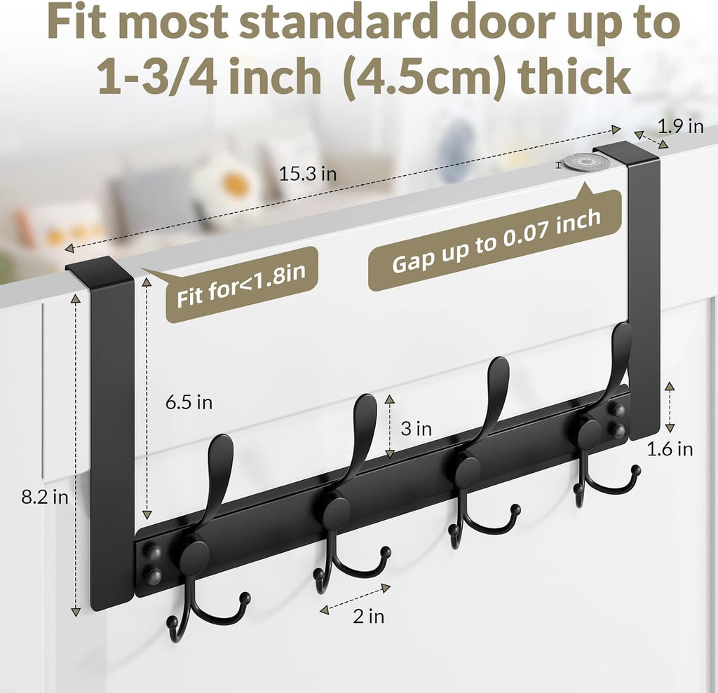 Heavy Duty Over The Door Towel Rack for Bathroom, Black Door Towel Hanger