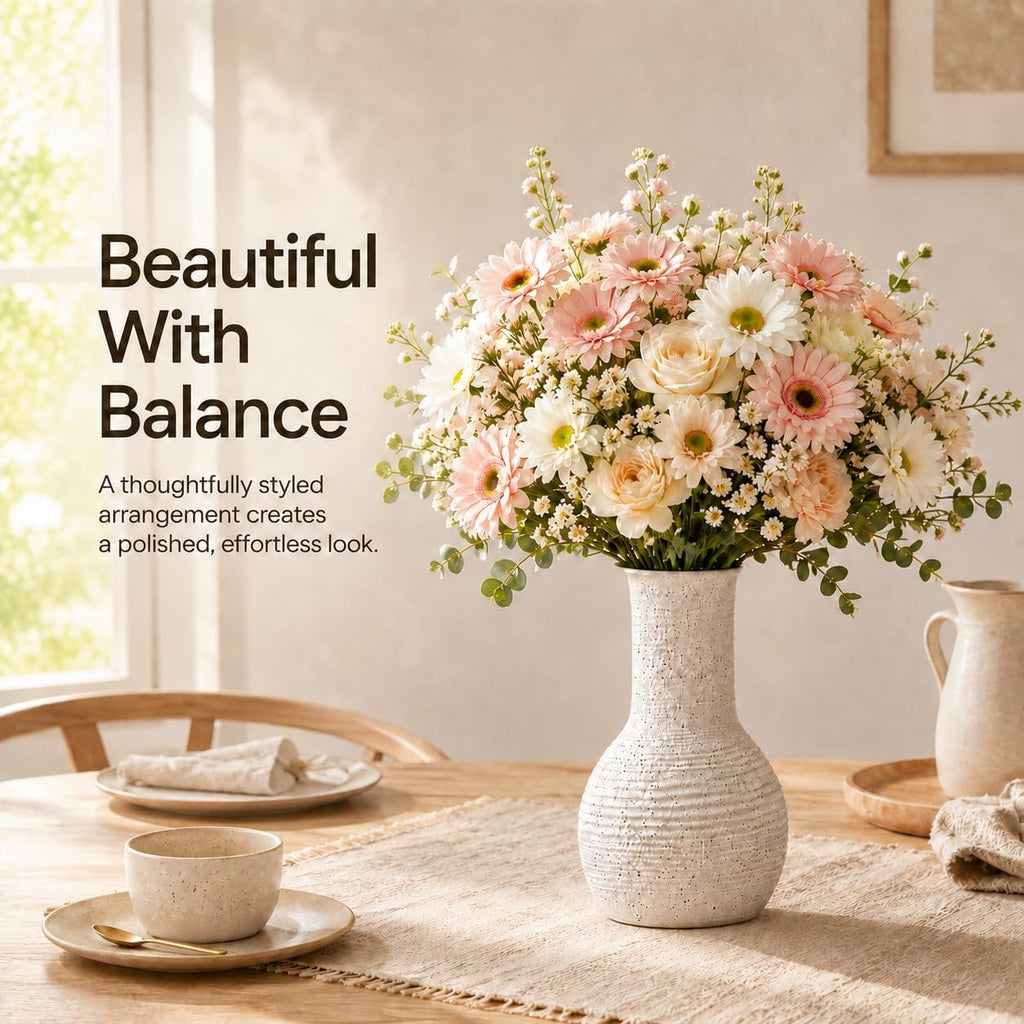 Nawaza Ceramic Flower Vase White Small Farmhouse Table Decor Vase V15