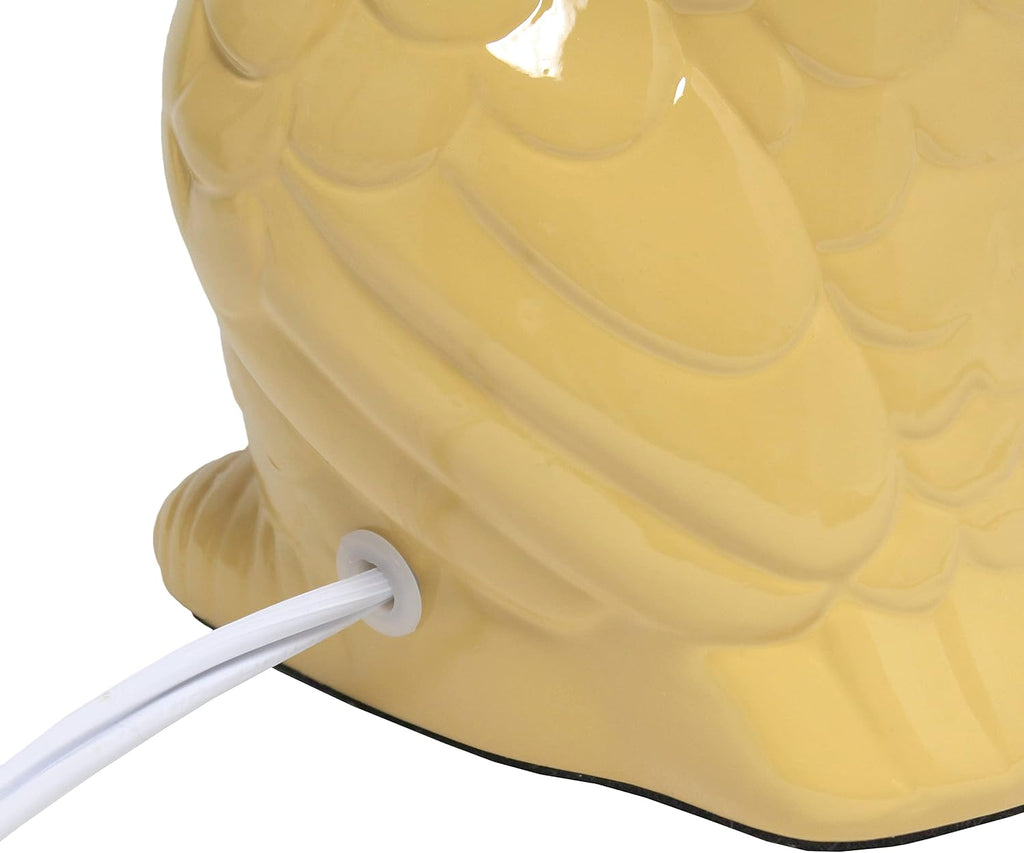Simple Designs LT1136-DLN 12.8" Contemporary Ceramic Owl Bedside Table Desk Lamp w Matching Fabric Shade for Decor, Bedroom, Nightstand, Living Room, Entryway, Kids' Room, Nursery, Dandelion Yellow