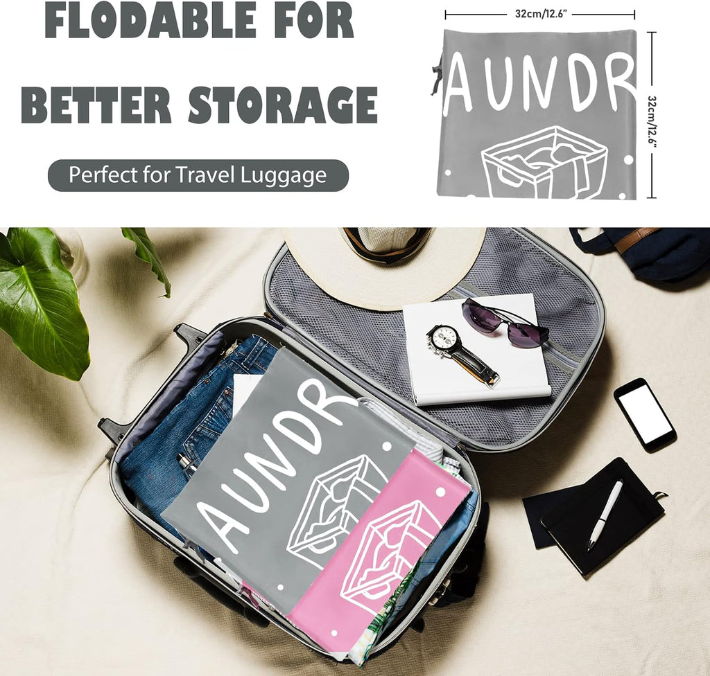 Sylfairy 2 Pack Extra Large Travel Laundry Bag, Dirty Clothes Organizer with Drawstring,Heavy Duty Travel Laundry Bags,Easy Fit a Laundry Hamper Travel Essentials