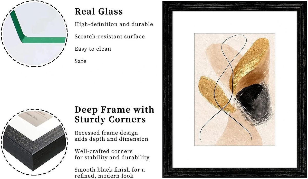 VIOLABBEY 8x10 Picture Frame Black Set of 2 Shadow Box