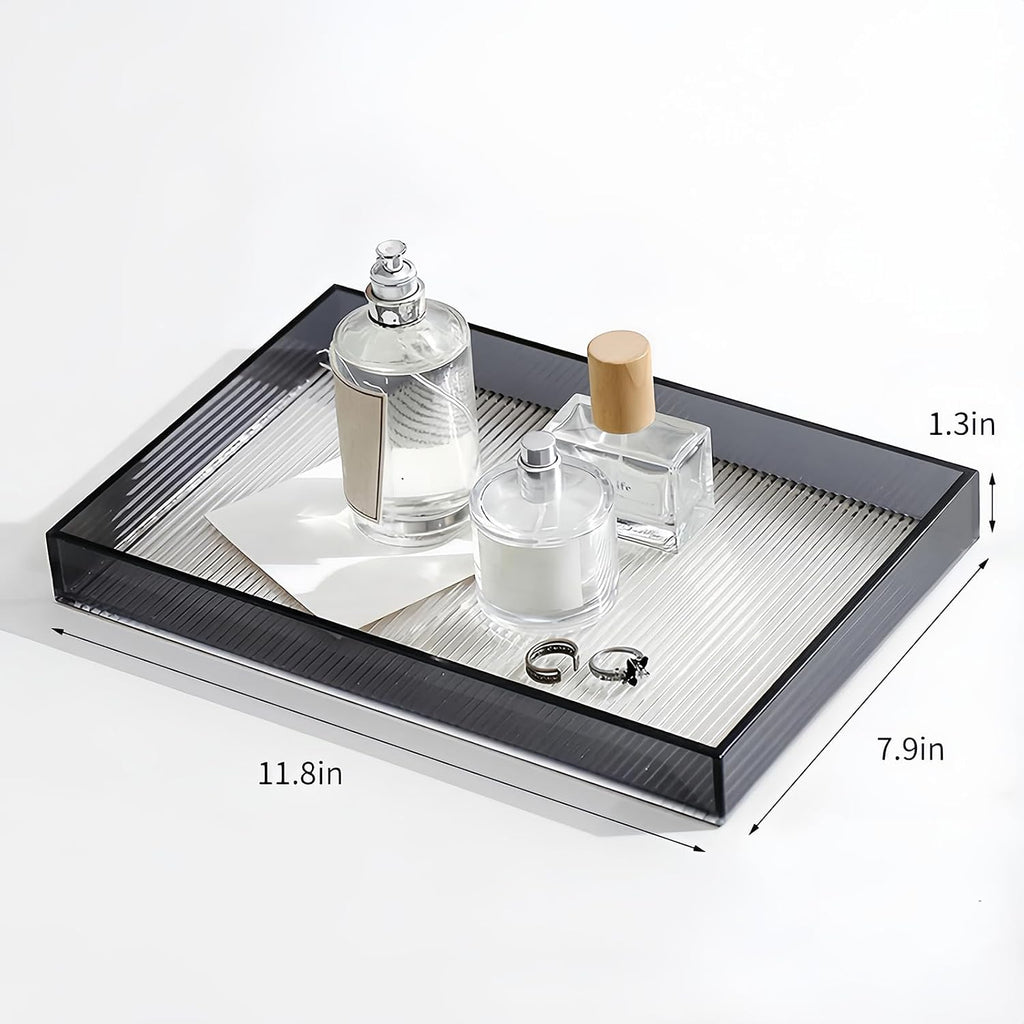 12"x8"Bathroom Vanity Tray,Decorative Counter Organizer,Black