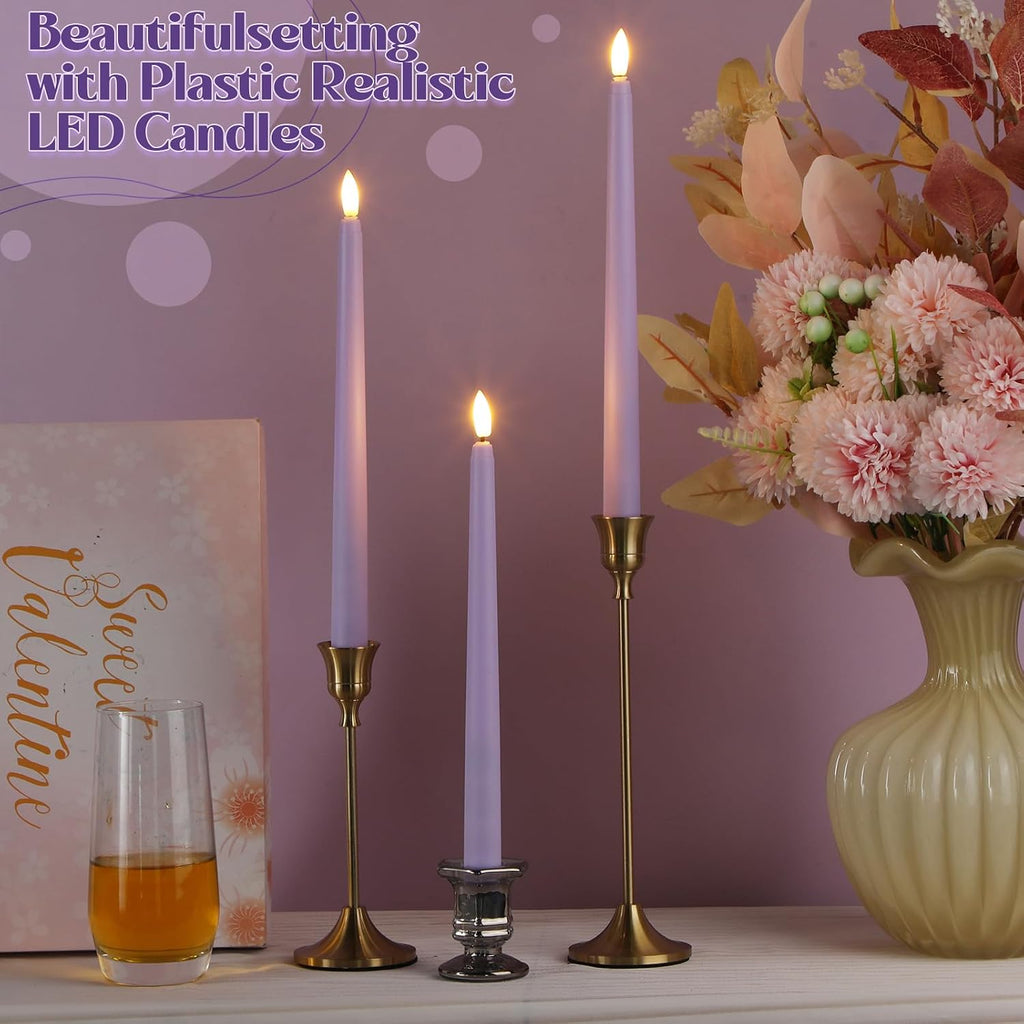 Macarrie 24 Packs Flameless Taper Candles Battery LED 11",Lavender Purple