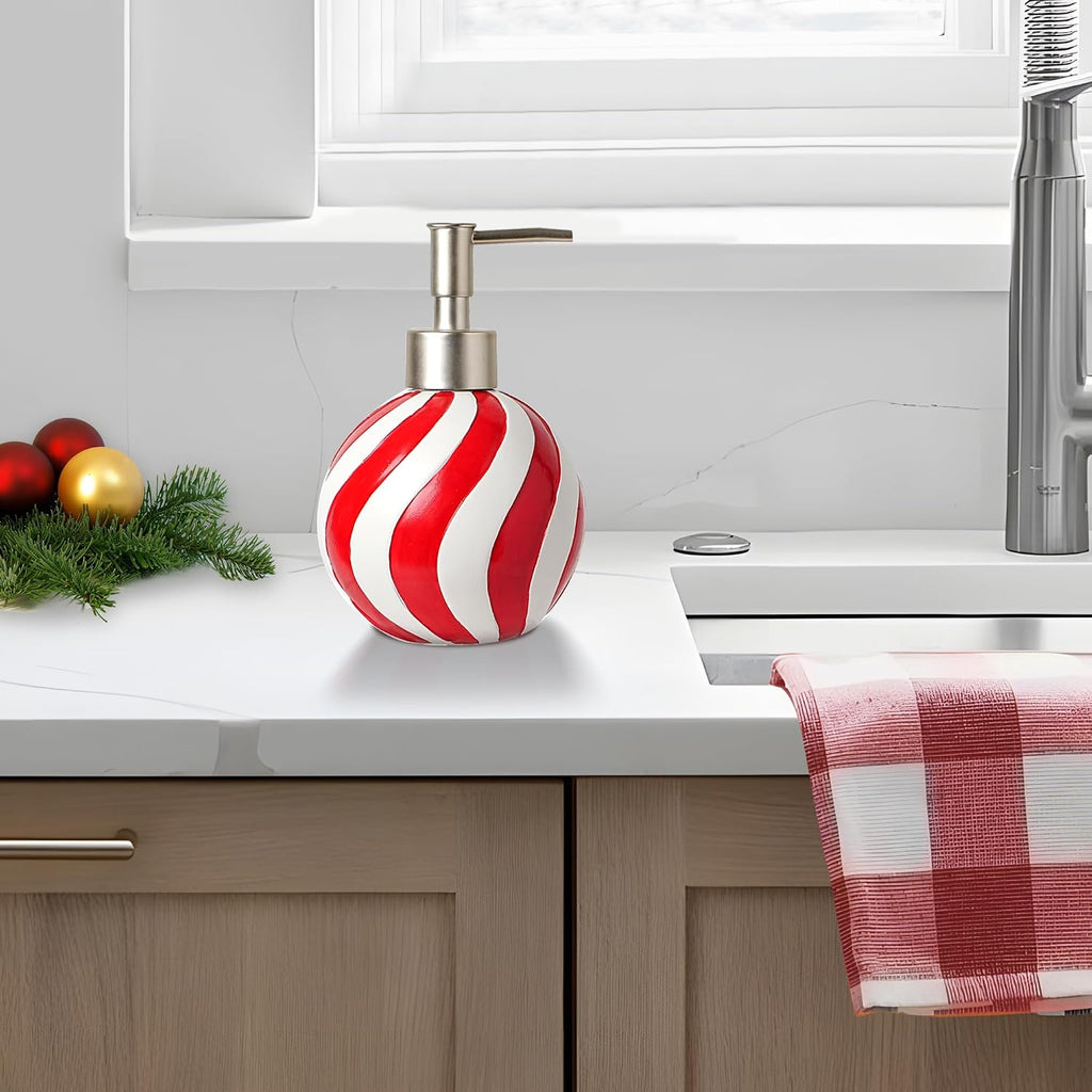 Christmas Soap Dispenser, Red Winter Hand Liquid Dispenser Bathroom