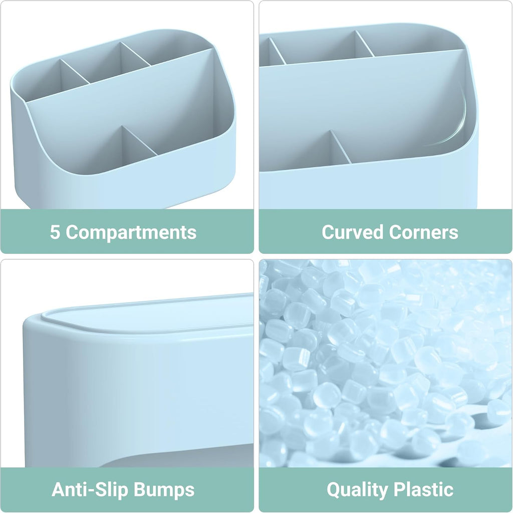 5 Slots Countertop Plastic Toothpaste and Toothbrush Holder for Bathroom