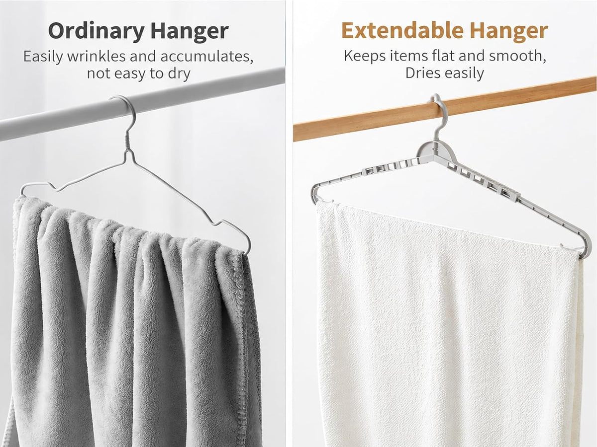 6 Pack Extra Large Hangers, Adjustable Arm Clothes Hangers, Space Saver