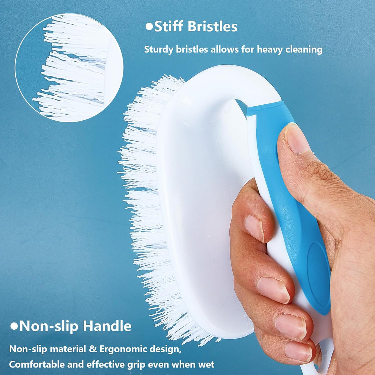 Scrub Brush Set, 4 Pack Deep Cleaning Brush Kit, Blue