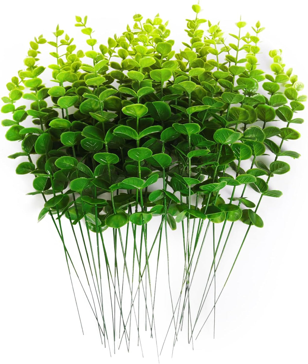 RECUTMS 36Pcs Artificial Tender Green Eucalyptus Leaves Stems 14.6 inch