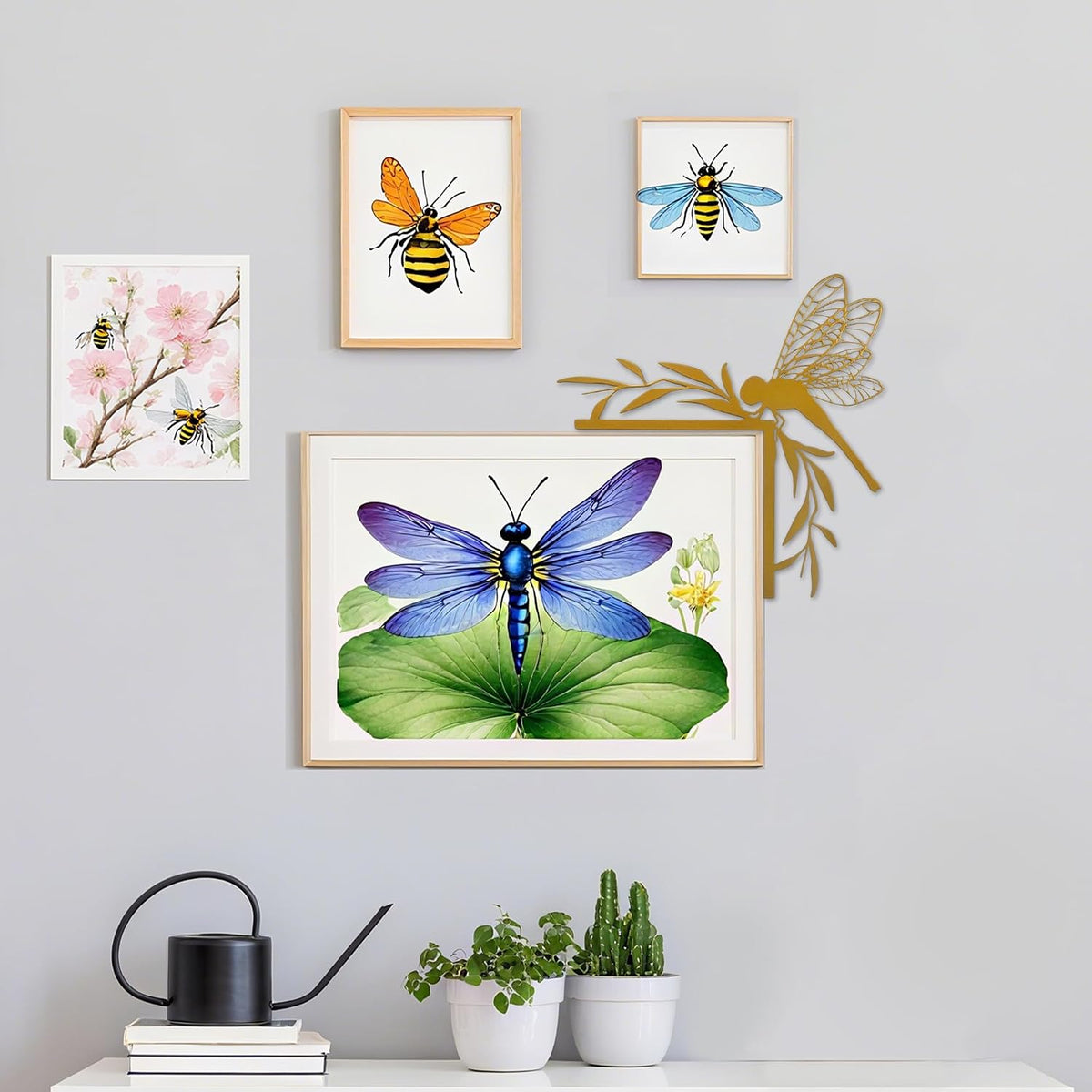 Rajukit Gold Dragonfly Wall Art, Door Frame Decor