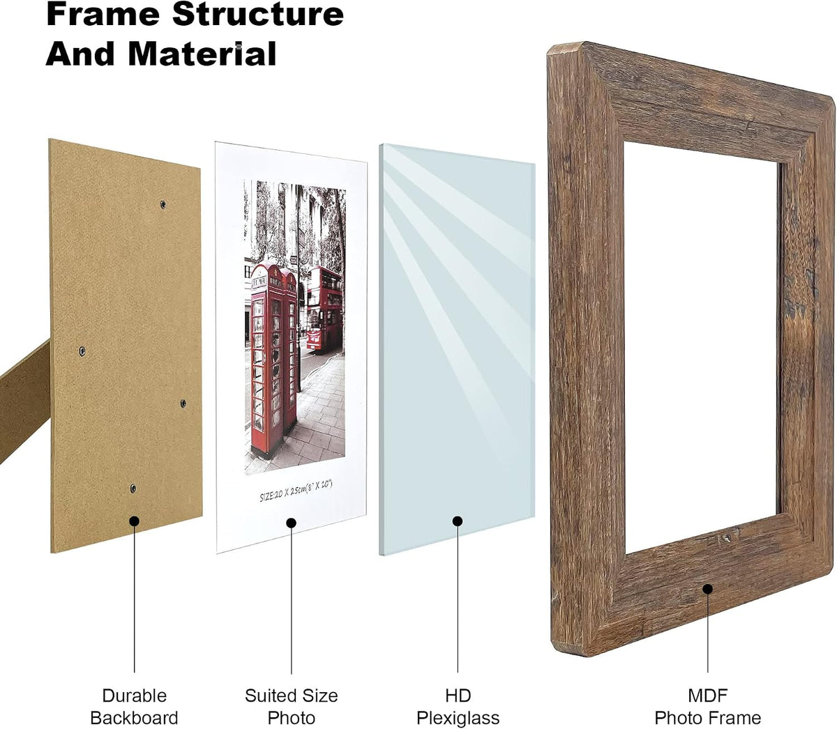 8x10 Wooden Picture Frames with Real Tempered Glass.