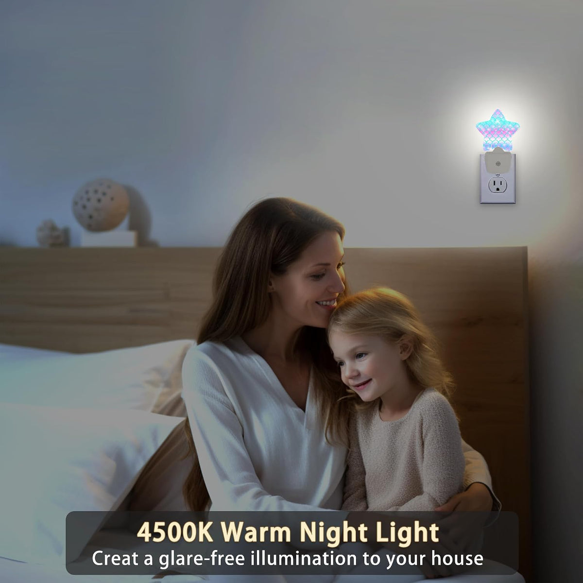 Kawaii Fish Scale Night Light,Dusk to Dawn Smart Sensor Nightlight for Bedroom Bathroom Kitchen Hallway Stairs Hallway,Plug-in,Energy Efficient Decor Desk Lamp Gifts