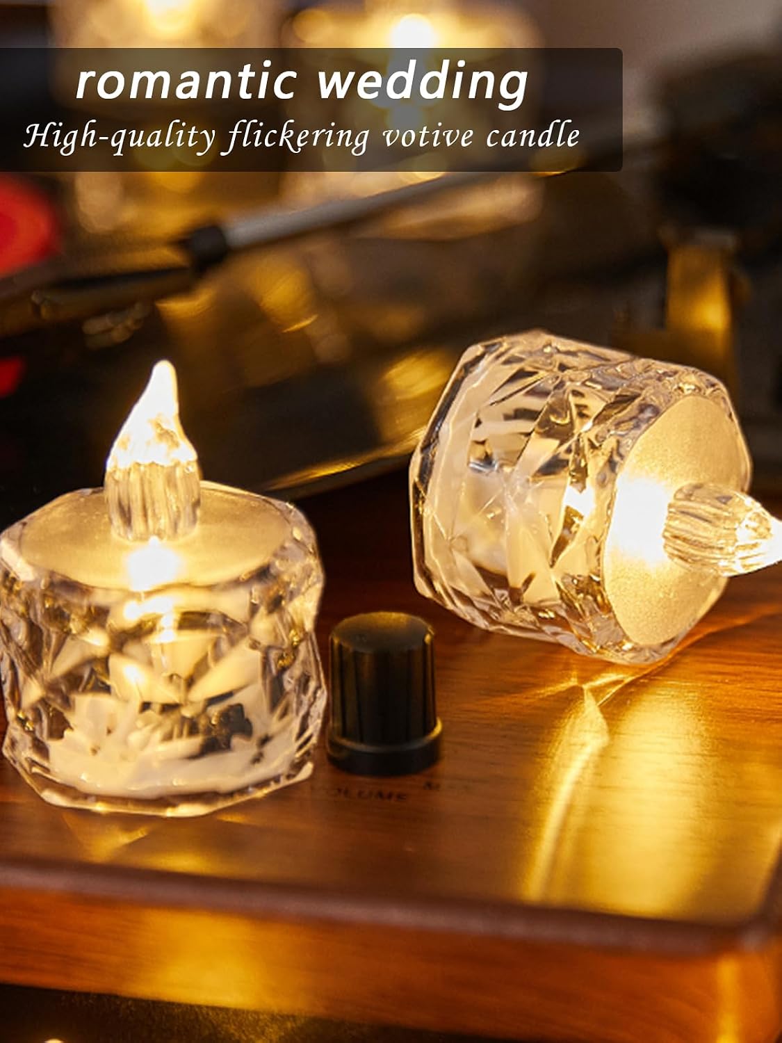 24 Pack Crystal Shaped Flameless Battery Votive Candles