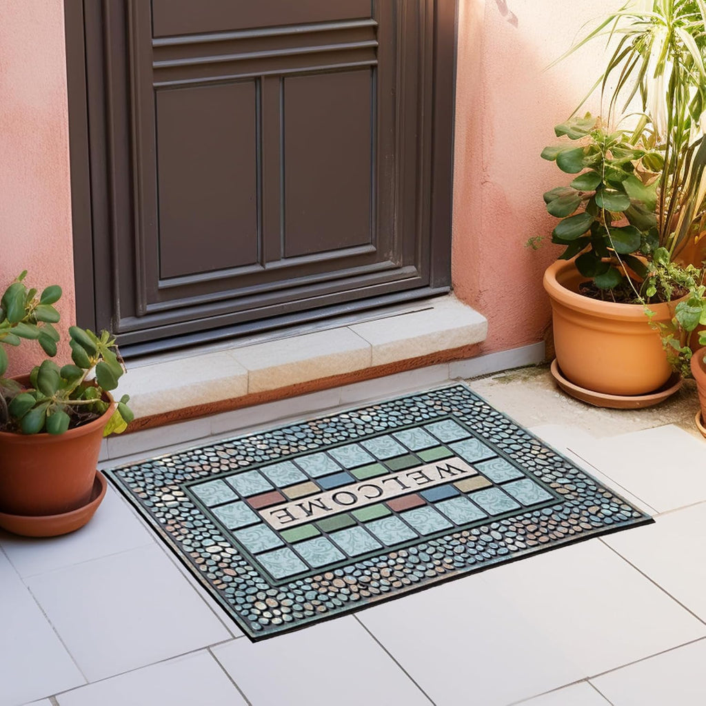 CHICHIC Rectangle Entrance Door Mat Large 24 x 36 Inch Entry Way High Traffic Area Doormat Front Door Rugs Outdoors Heavy Duty Welcome Mat, Non Slip Rubber Back Low Profile for Garage