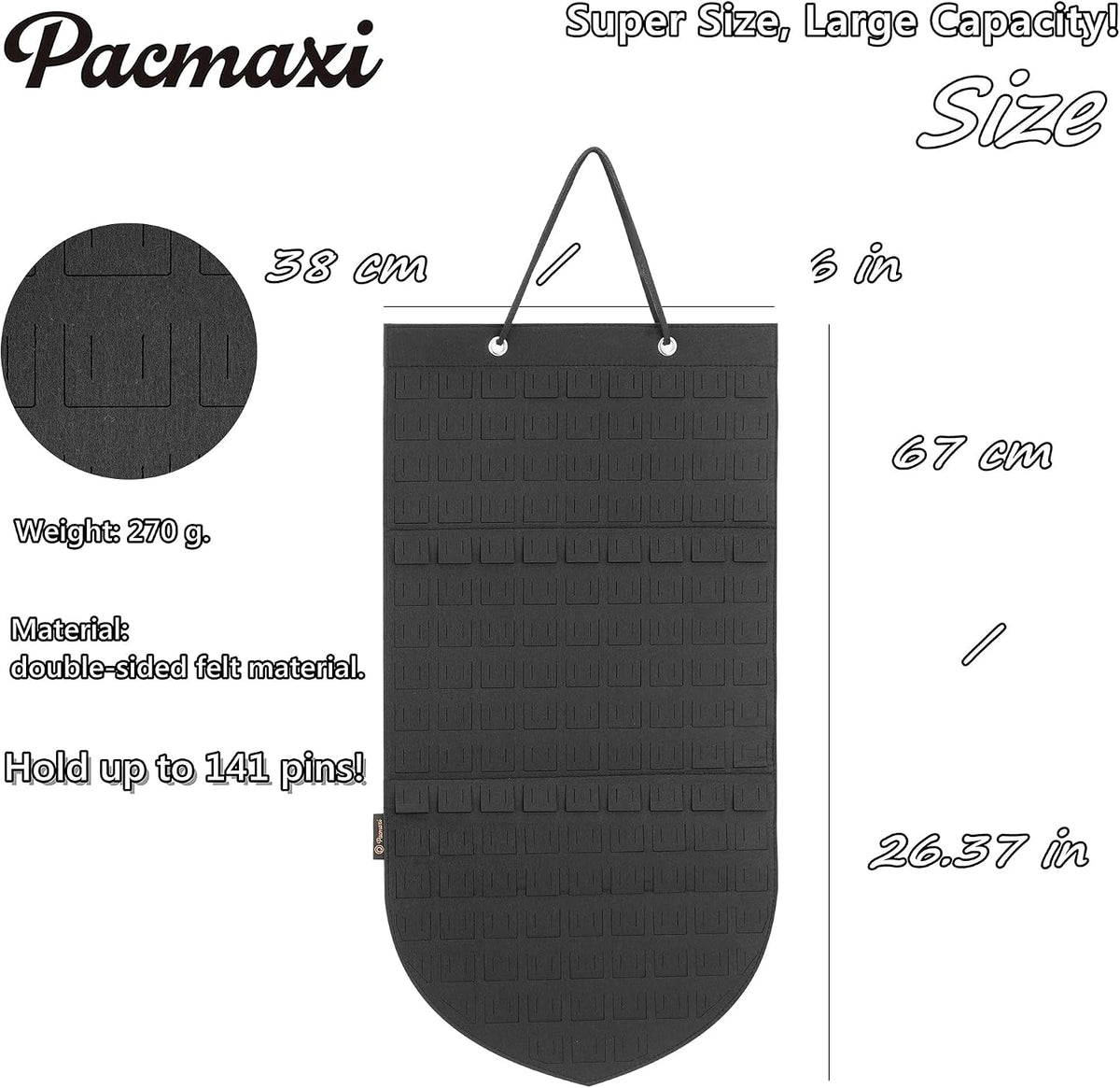 PACMAXI Hanging Brooch Pin Organizer, Display Pins Storage Case