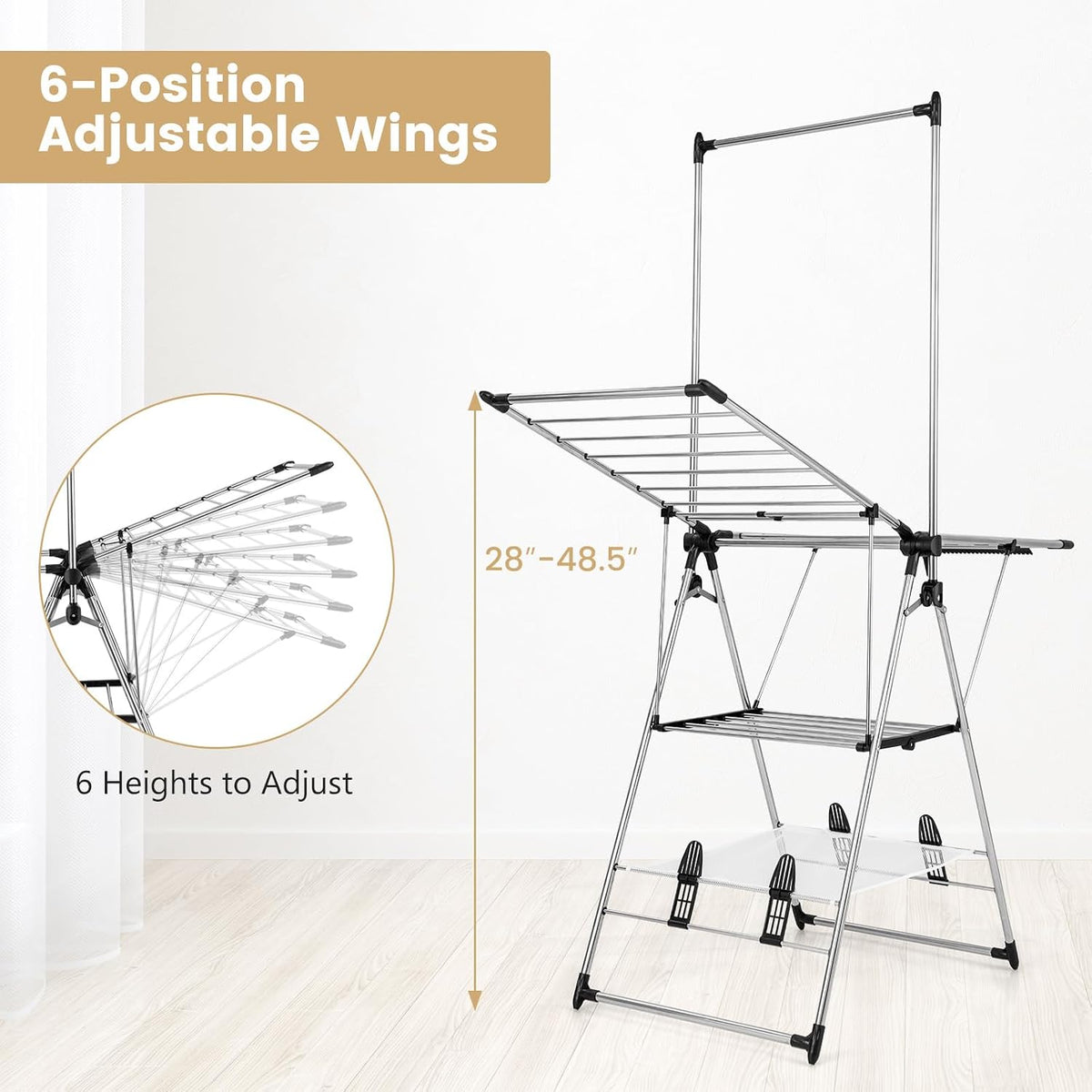 Tangkula 2-Tier Freestanding Foldable Clothes Drying Rack, Stainless Steel