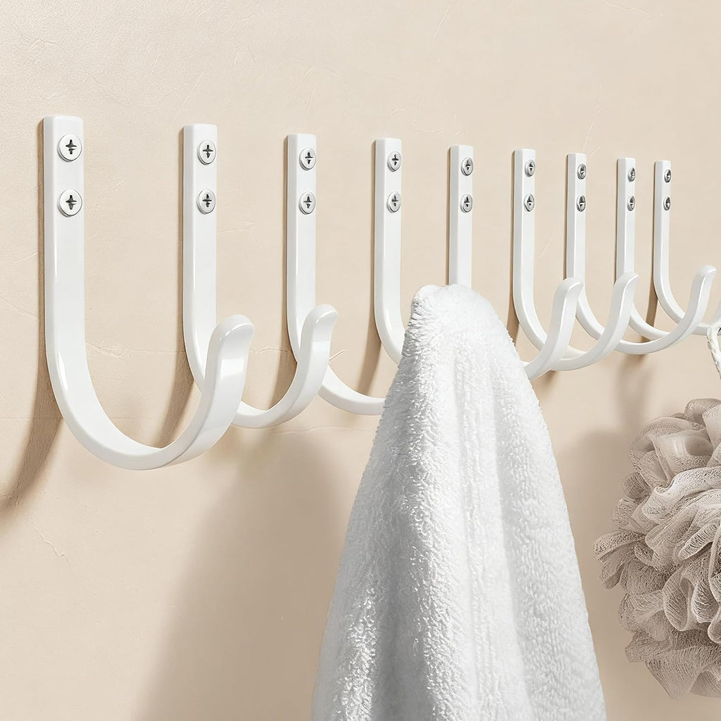 10-Pack 22LB Wall Hooks for Hanging Towel/Coat, White