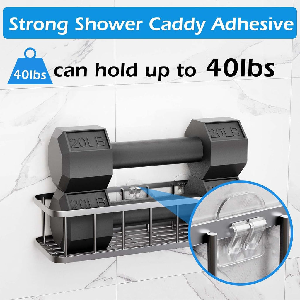 12 Pack Shower Caddy Adhesive Replacement, Shower Adhesive Strips, Strong Adhesive Hooks, Waterproof Sticker, No Drilling, for Bathroom Shelf and Kitchen Racks