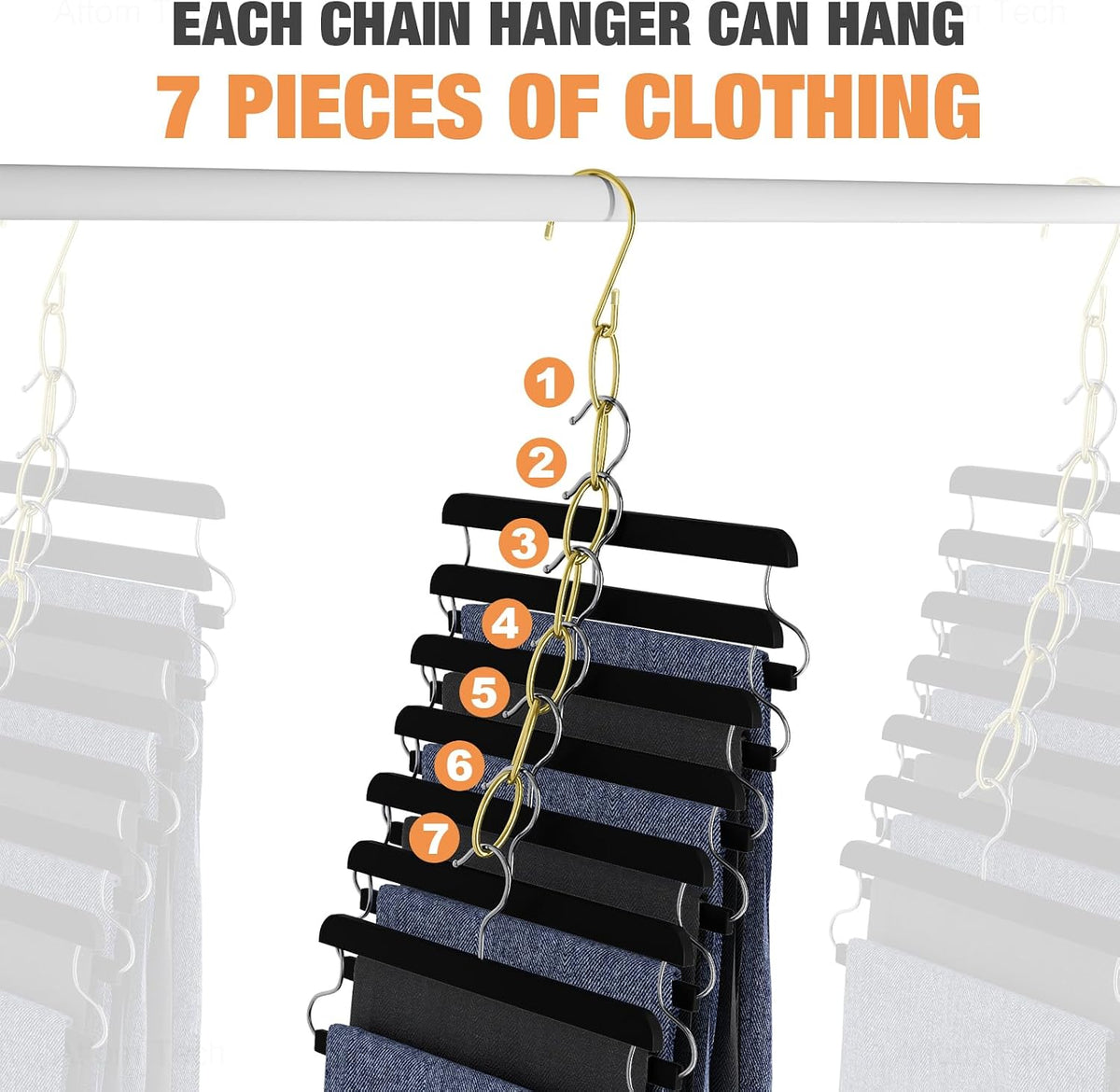 NiHome Clothing Chain Hangers 10-Pack, Space Saving Metal Closet Organizer