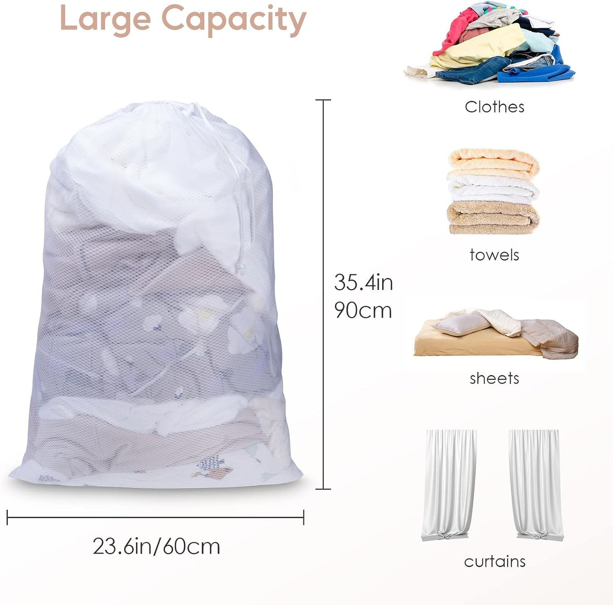 Meowoo 1Pcs Large Mesh Laundry Bag, 24×36inch