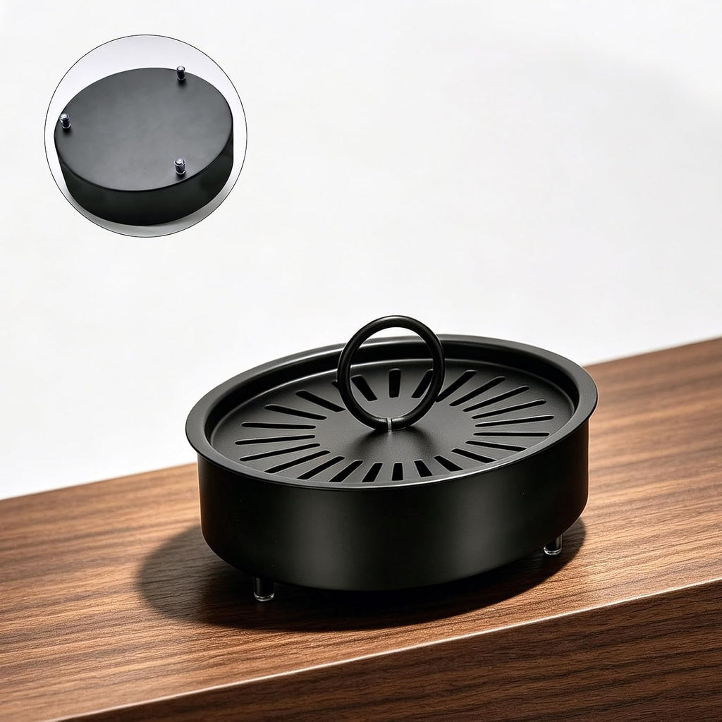 Mosquito Coil Holder Indoor Outdoor Incense Coil Holder Palo Santo Holder Burner Fire-Safety Citronella Incense Coil Holder for Home Patio Camping (Black)