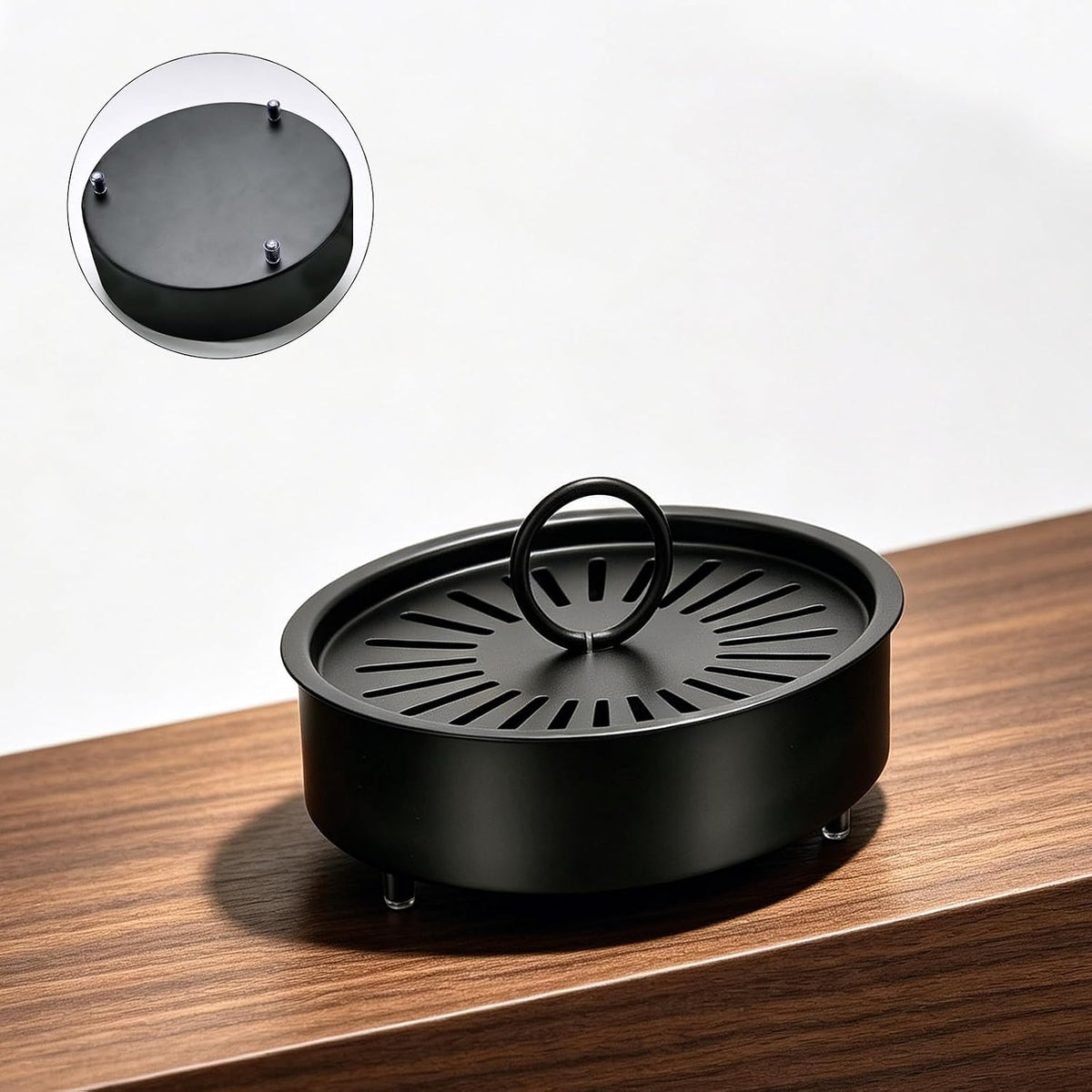 Mosquito Coil Holder Indoor Outdoor Incense Coil Holder Palo Santo Holder Burner Fire-Safety Citronella Incense Coil Holder for Home Patio Camping (Black)