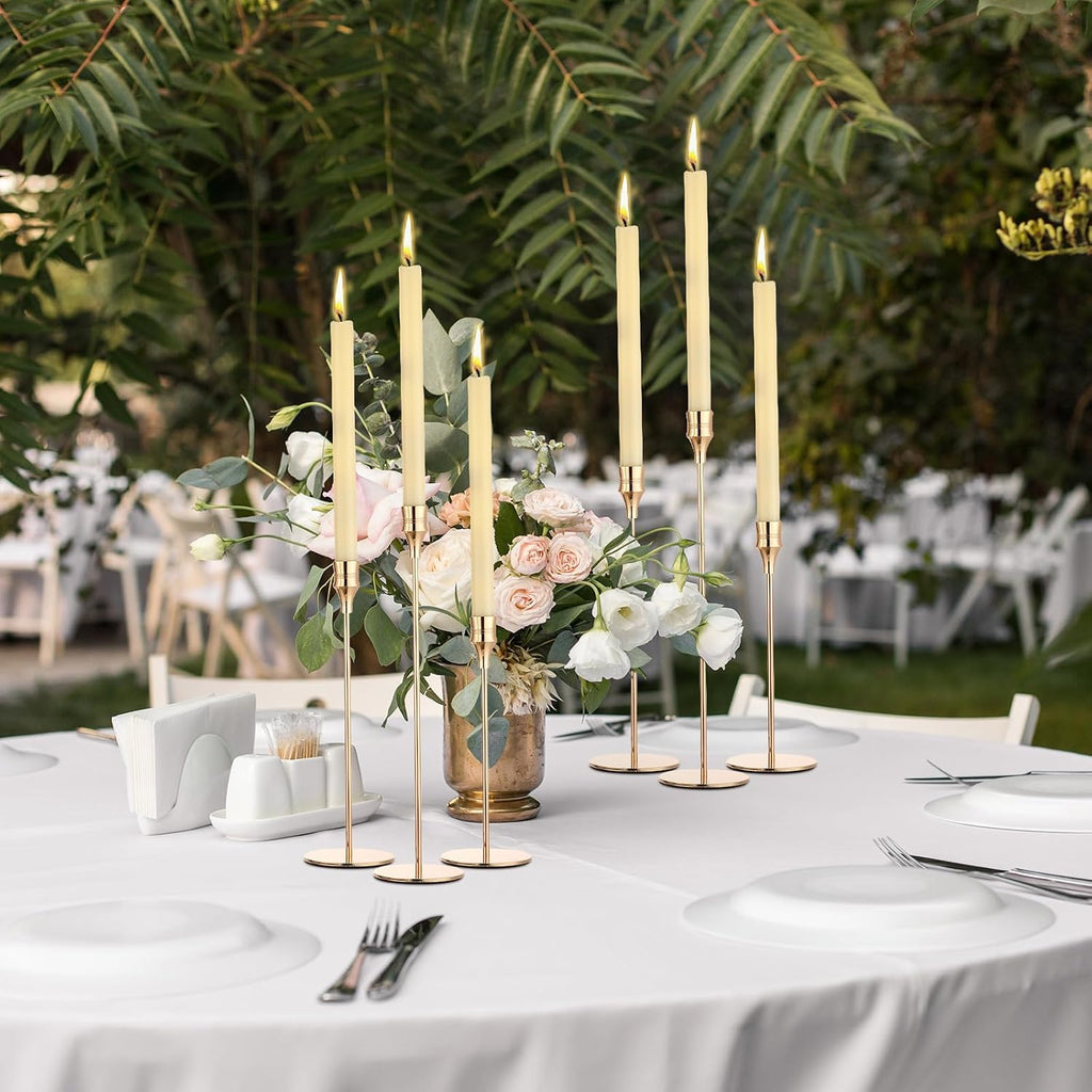 Yaomiao 30 Pcs Gold Candlestick Holders Metal Taper for Wedding Table