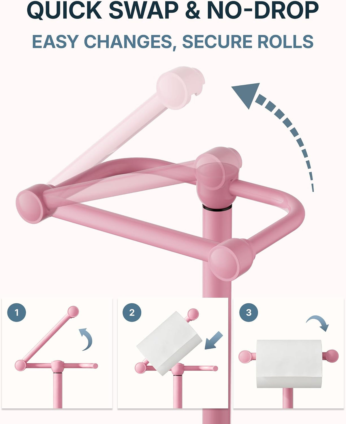 RARXTR Toilet Paper Holder Stand with Heavy Stable Base No Tipping Pink