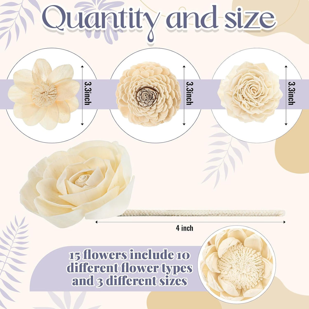 Waydress 15 Pcs Flower Diffuser, 3.15-3.35 Inches, Rope Flowers