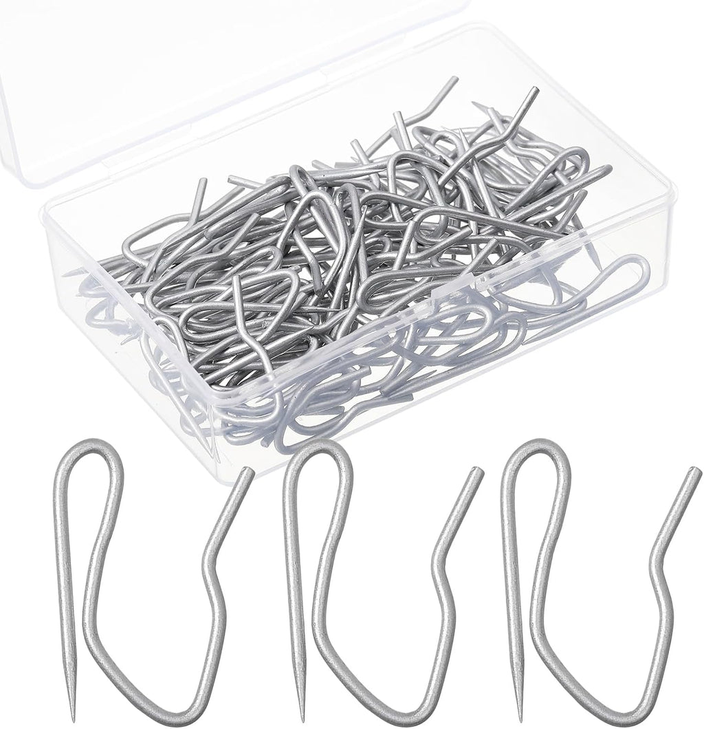 Outus 58 Pack Metal Curtain Hooks Pin-On Drapery 1.2x1,Matt Silver