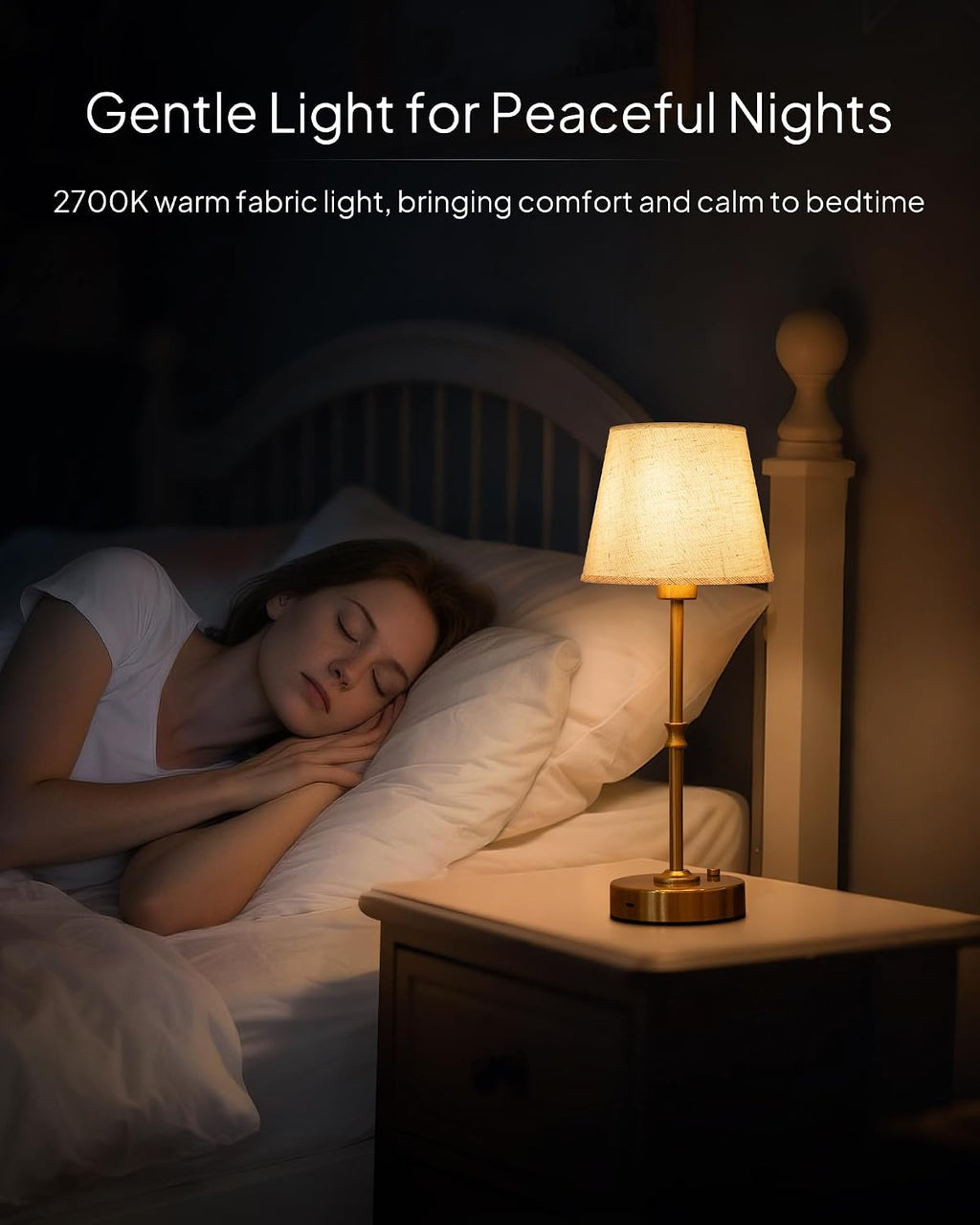 EppieBasic Cordless Table Lamp Rechargeable: Fast Charging & Long Lasting - 2700K Warm Light Small Vintage Gold Side Table Lamps - Dinning Living Room Bedroom - Linen Shade