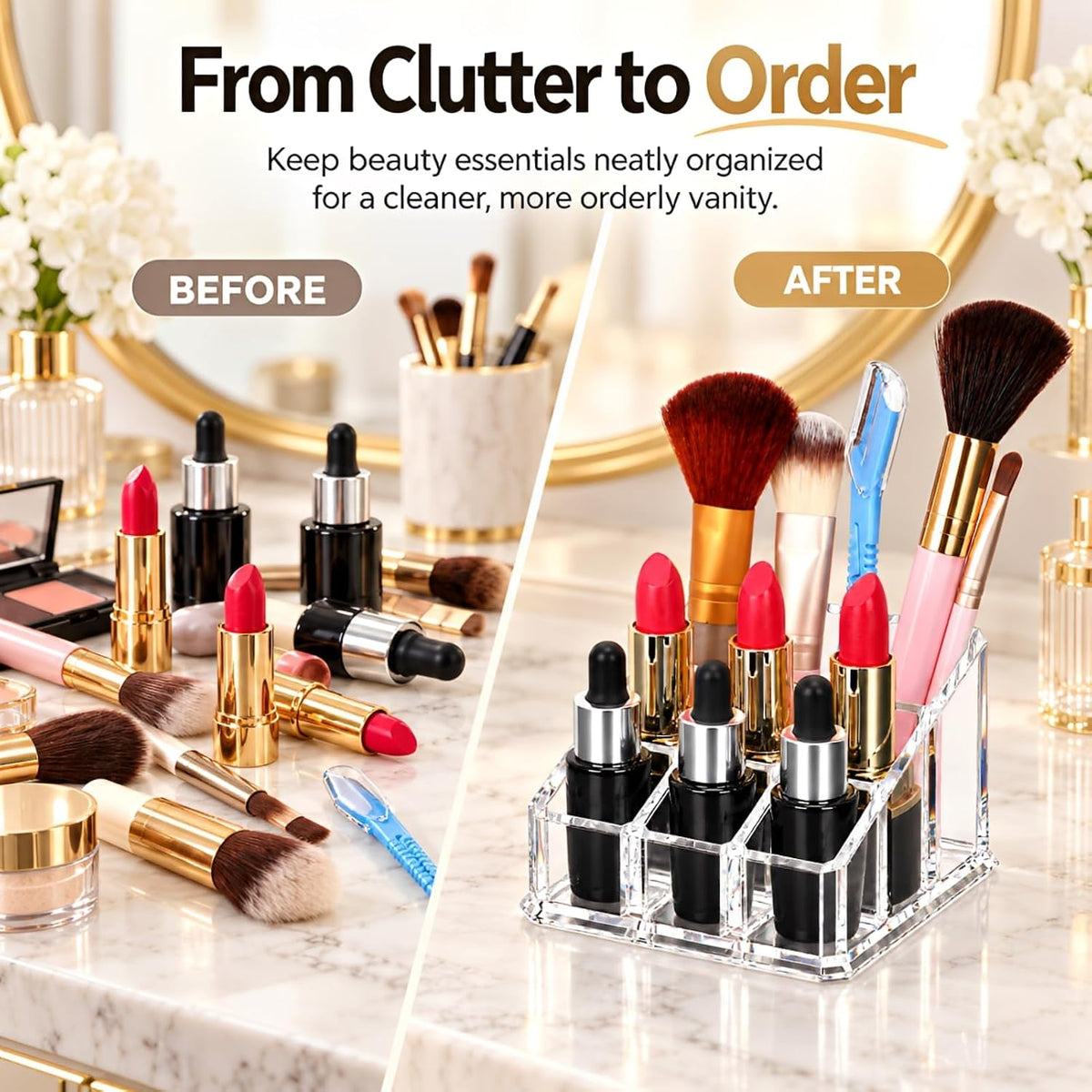 MOSIKER Acrylic Lipstick Organizer Lip Gloss Holder with 9 Slots