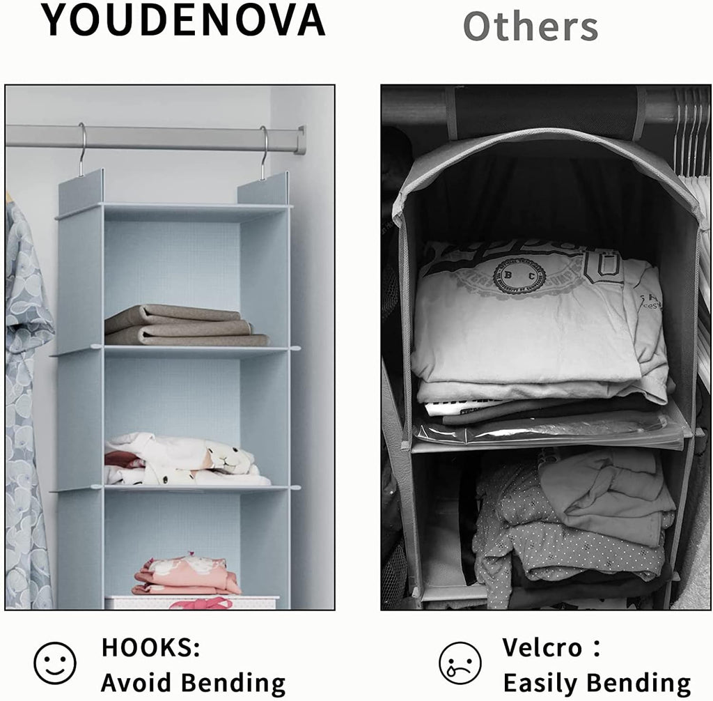 YOUDENOVA Hanging Closet Organizer, Closet Organizers and Storage, Grey