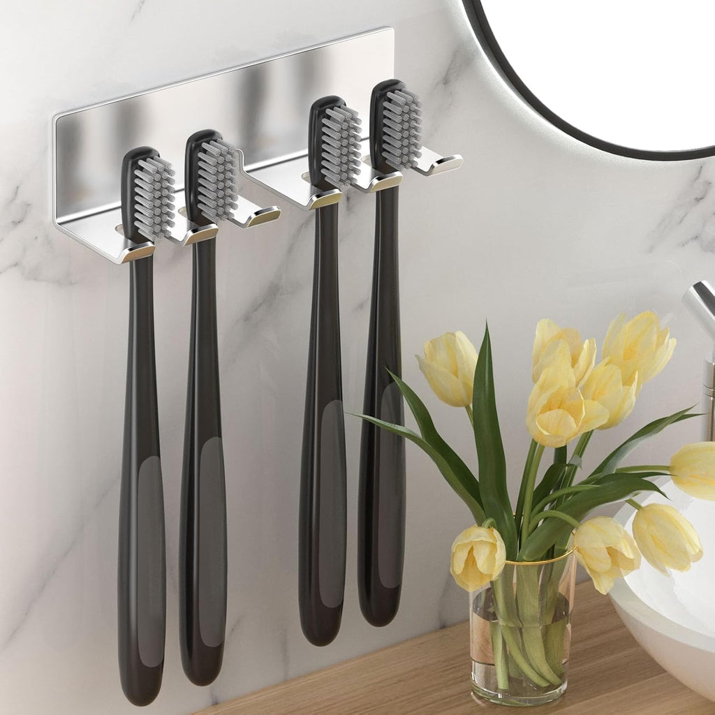 Electric Toothbrush Head Holder, Toothbrush Holders Wall Mounted, Electric Toothbrushs Holder, Bathroom Shower Tooth Brushing Holder, Tooth Brush Head Holder Organiser (Silver, Large)