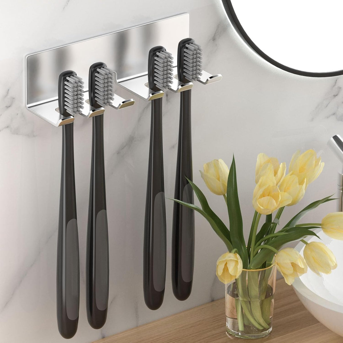 Electric Toothbrush Head Holder, Toothbrush Holders Wall Mounted, Electric Toothbrushs Holder, Bathroom Shower Tooth Brushing Holder, Tooth Brush Head Holder Organiser (Silver, Large)