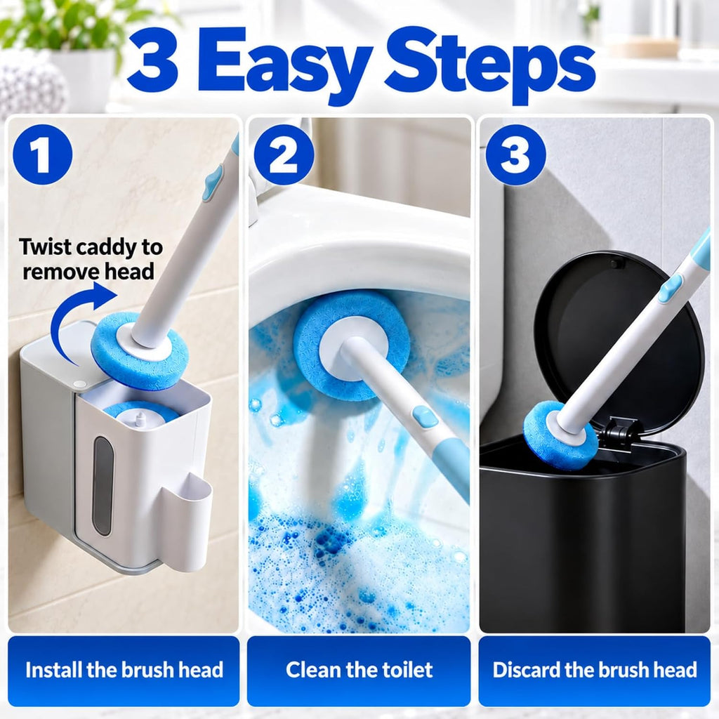 Disposable Toilet Brush 24 Refills & Pumice Stone Toilet Bowl Cleaner 5Pack