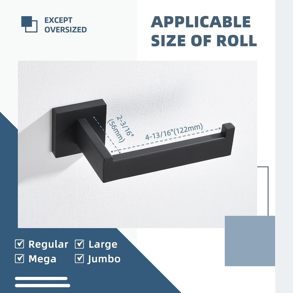 Angle Simple Toilet Paper Holder Wall Mount, Tissue Roll Holder Matte Black