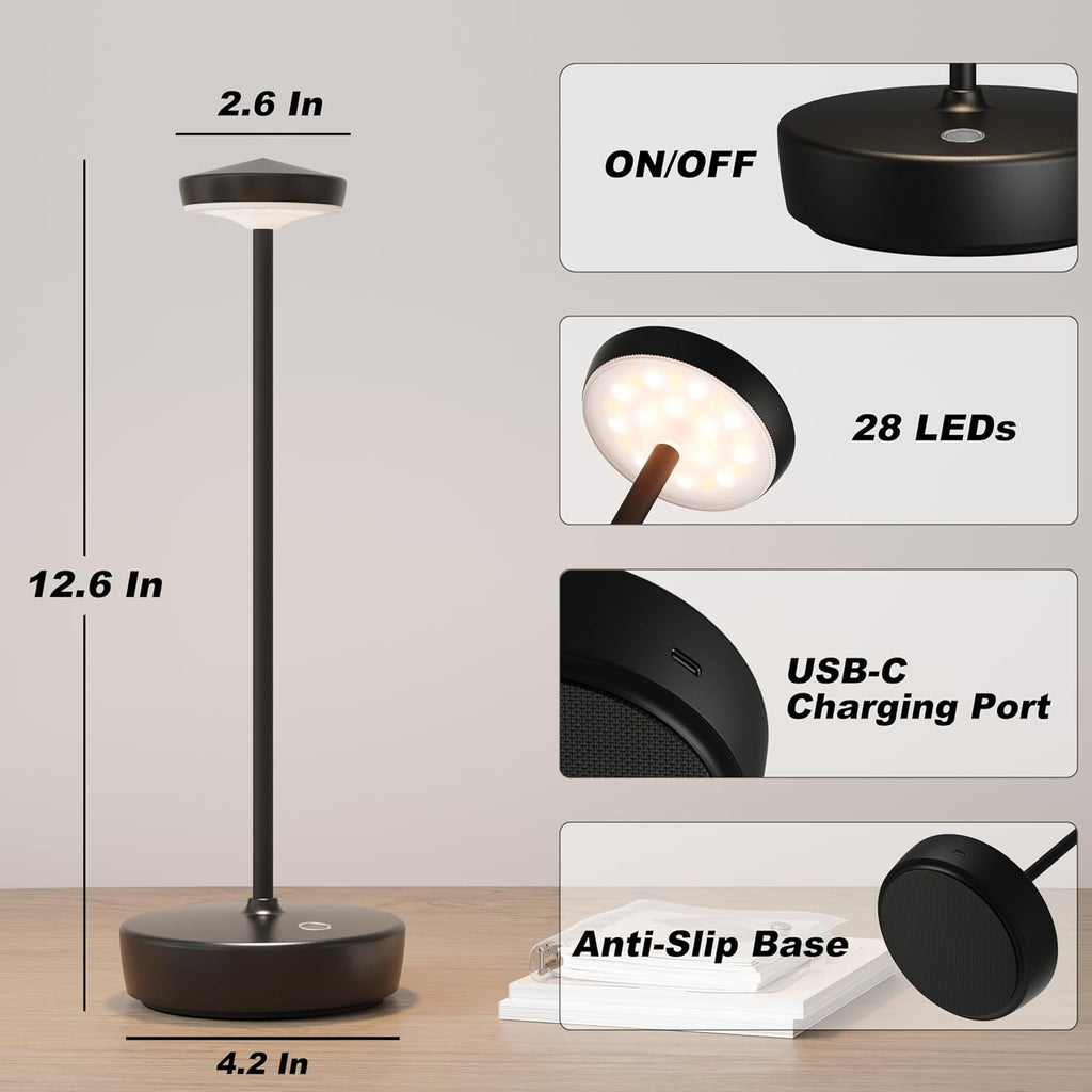 TBBGA Cordless Table Lamp Rechargeable 2 Pack, 5000mAh Battery Table Light