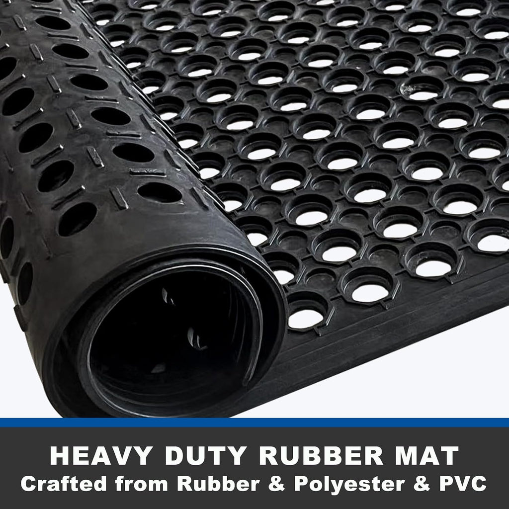 60"x35" Outdoor Rubber Floor Mats Non-Slip Restaurant Mat Commercial Kitchen Heavy Duty Mat Drainage Mats for Outside Industral Pool Entrance Bar Wet Area