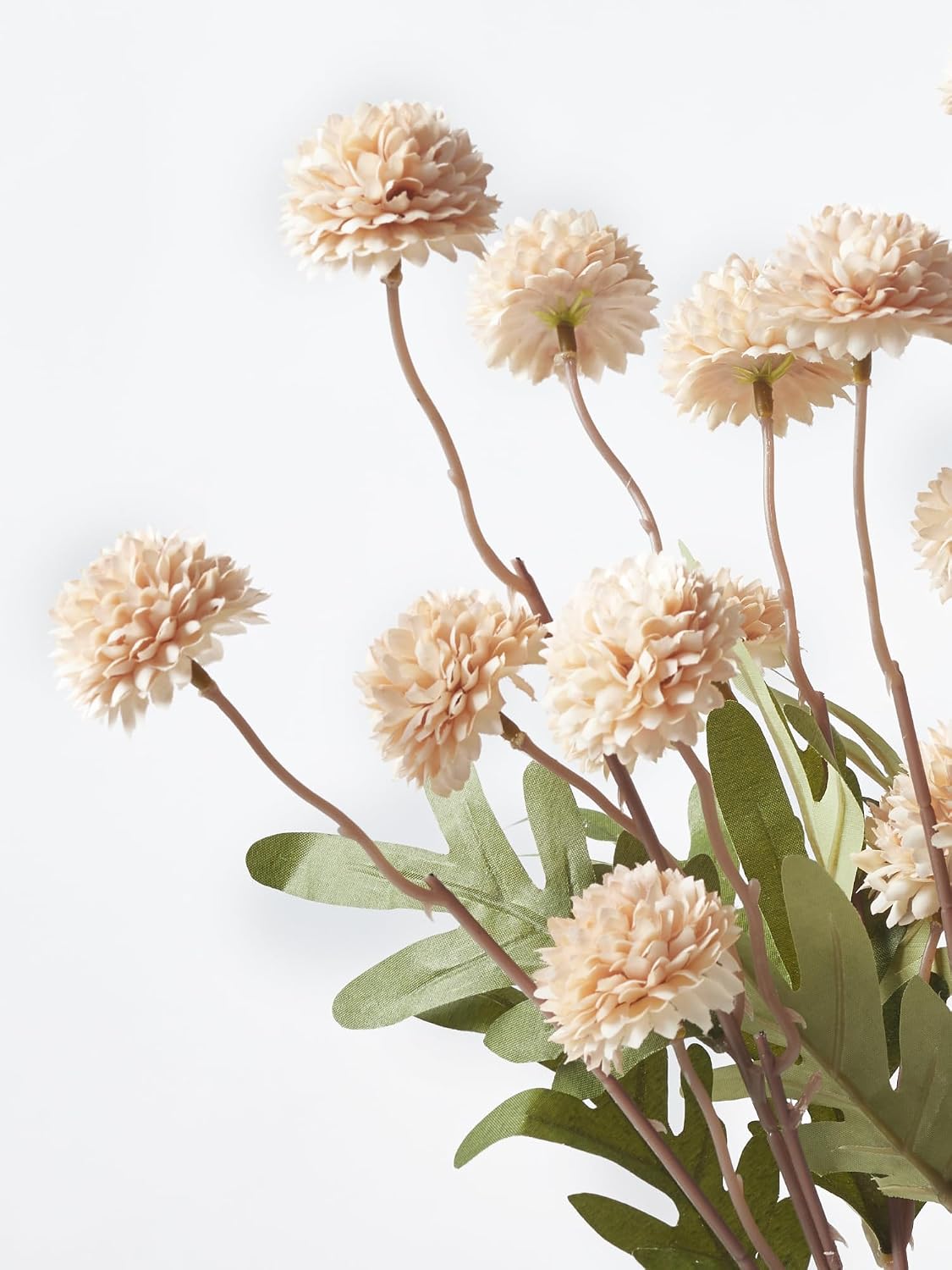 InnoGear Faux Flowers Artificial Flowers Indoor Silk Pompon Mums 5pcs Beige