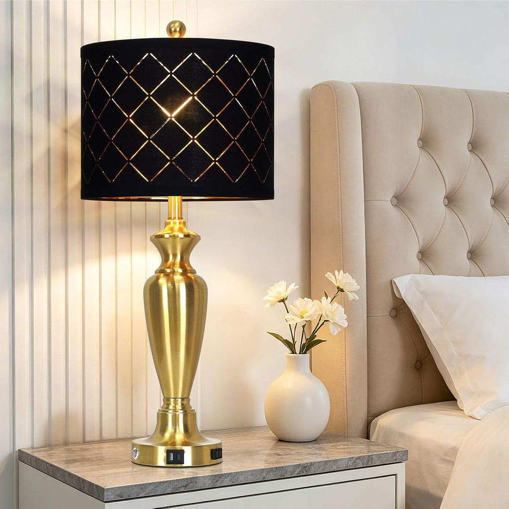 Cinyirong 30" Tall Gold Table Lamps Set of 2 for Living Room & Bedroom