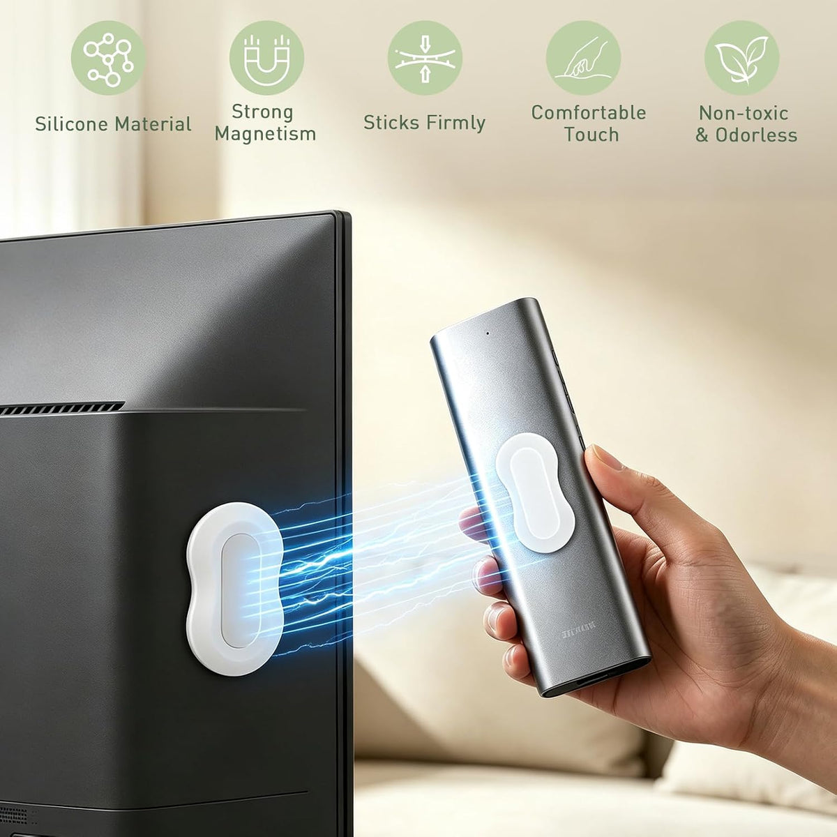 VZZNN 6 Pack Magnetic Remote Control Holder Wall Mount - White
