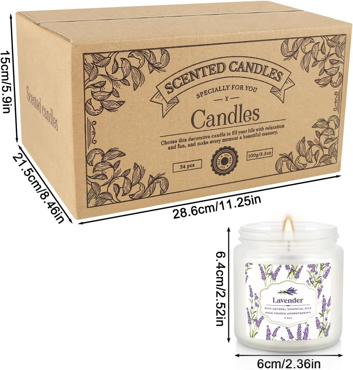 24 Pack Candles for Home Scented Aromatherapy Candles Gifts Set for Women, Natural Soy Wax Candle, 3.5 oz Long Lasting Candles, Birthday, Valentine, Christmas, Anniversary Present