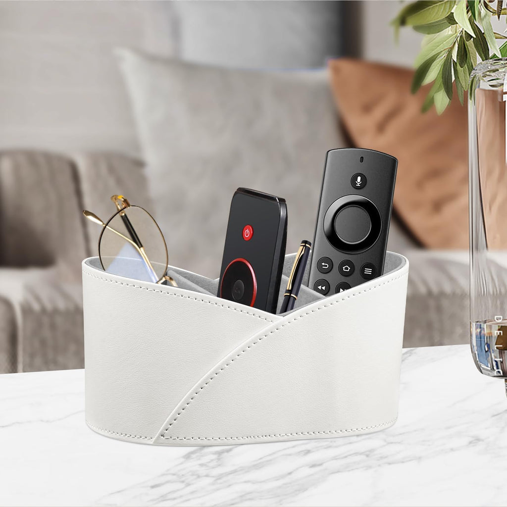 PU Leather TV Remote Control Holder,Pen Holder,Nightstand Organizer Caddy