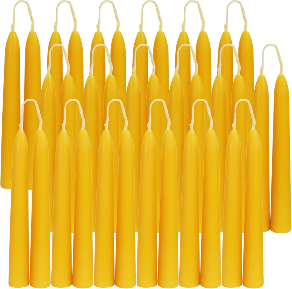DEYBBY 6 inch Short Natural Beeswax Candles Set of 36, Smokeless Dripless Pure Organic Beeswax Taper Candles for Dinner Decoration Ritual Emergency
