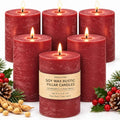 Red Pillar Candles 6 Pack, 2.8 x 4 Inch Unscented Soy Wax Candles