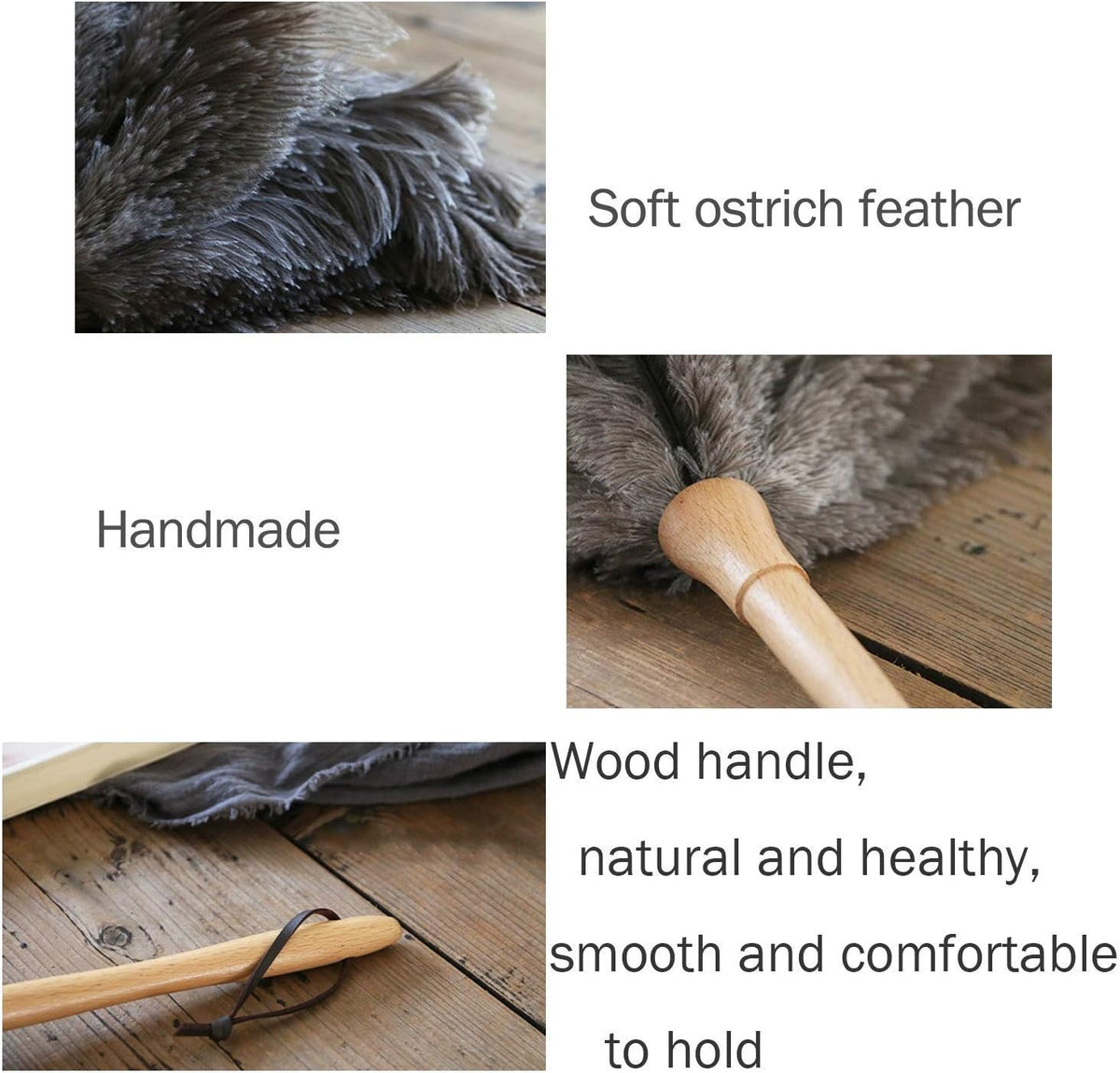 DDZMZ Large Ostrich Feather Duster with Long Wooden Handle,24 inch
