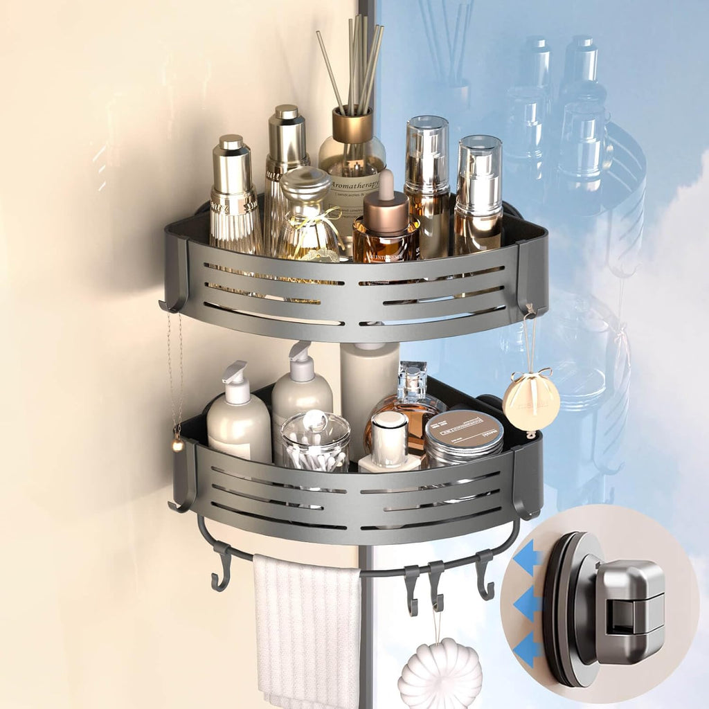 Onemake Corner Shower Caddy with Suction Cups, 2-Pack Shelves for Bathroom