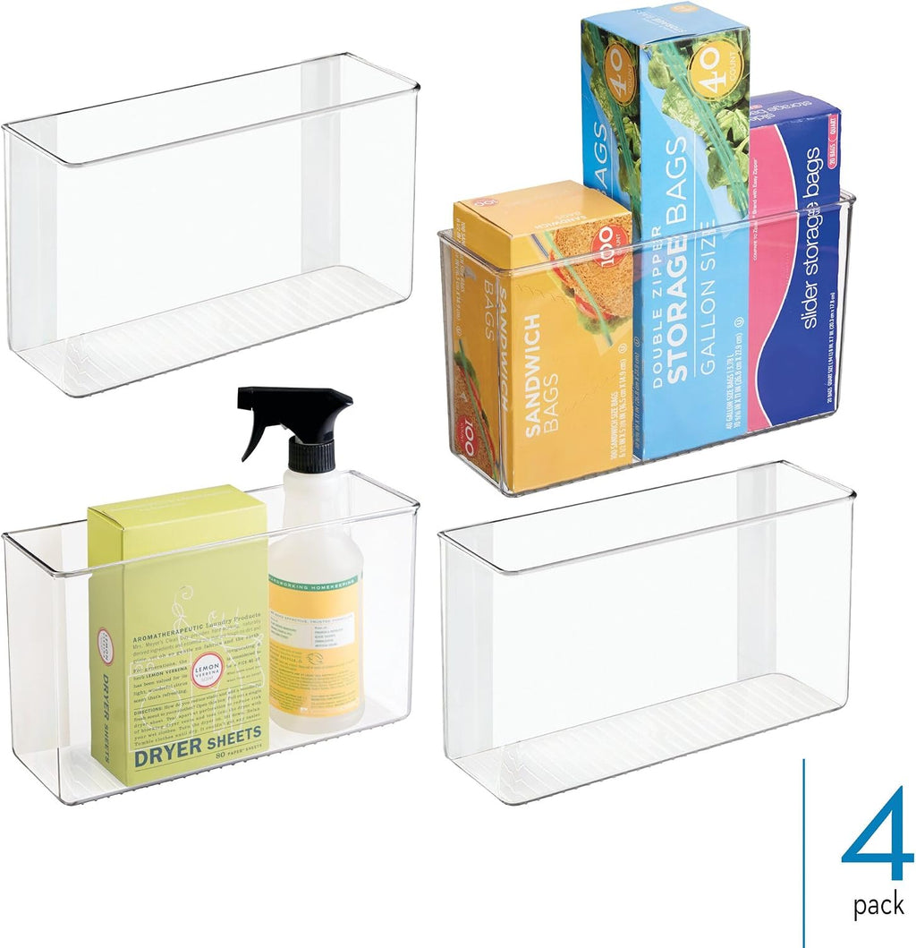 iDesign Adhesive Organizer Bin, Set of 4, Clear